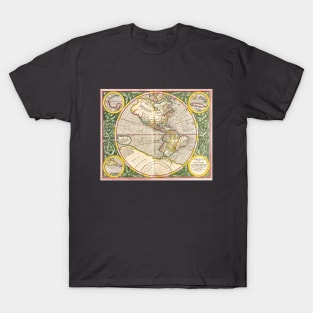 Antique Map of the Americas by Michael Mercator T-Shirt